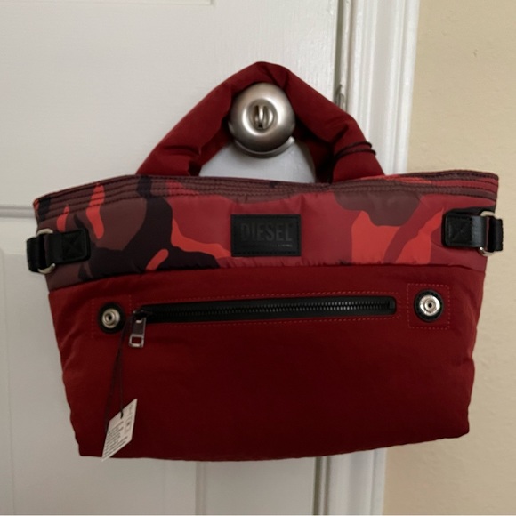 NWT Diesel burgundy camouflage orange shoulder handbag - Picture 5 of 16